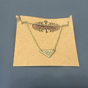 Retired plunder hammered triangle gold tone neck necklace